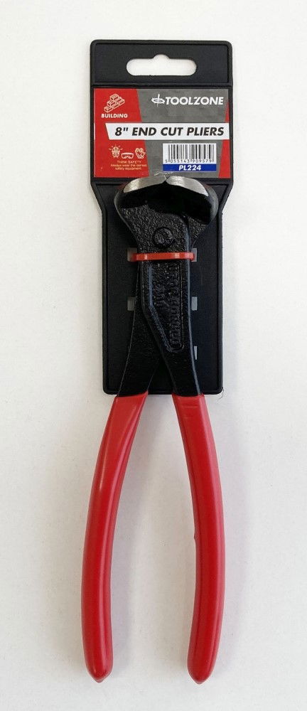 Toolzone End Cut Pliers 8 Red Pvc Dipped Handles - Toolzone Kdppl224
