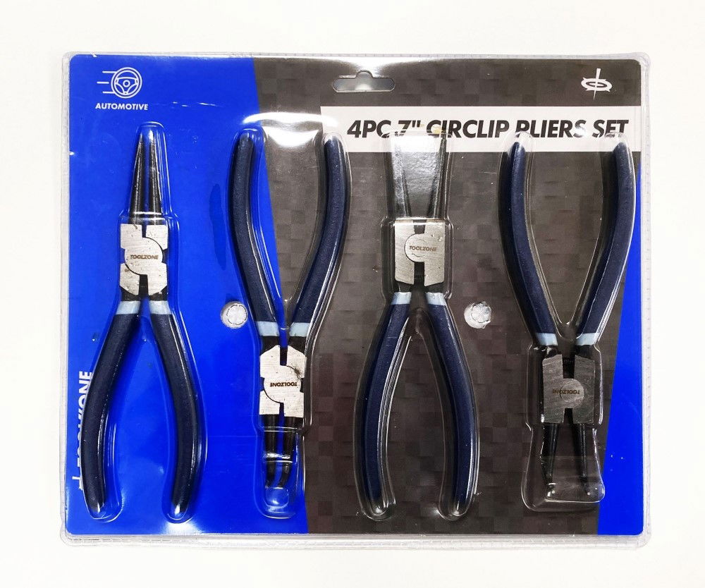Toolzone Circlip Pliers Set 4pc 7 Internal and External Straight and Bent - Toolzone Kdppl241