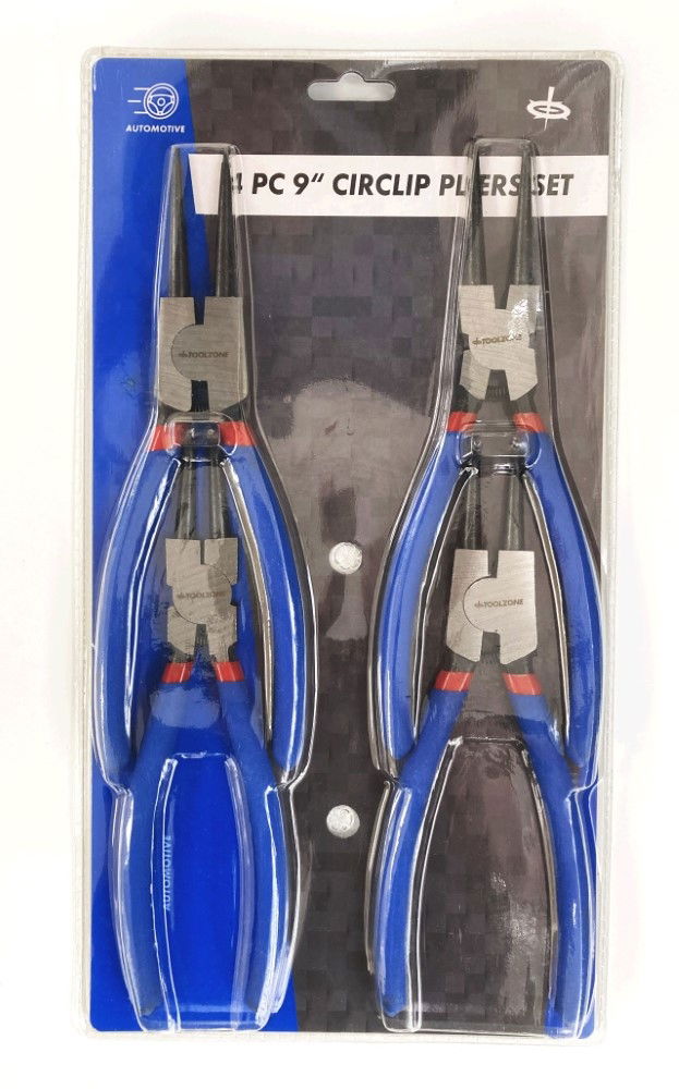 Toolzone Circlip Pliers Set 4pc 9 Internal and External Straight and Bent - Toolzone Kdppl242