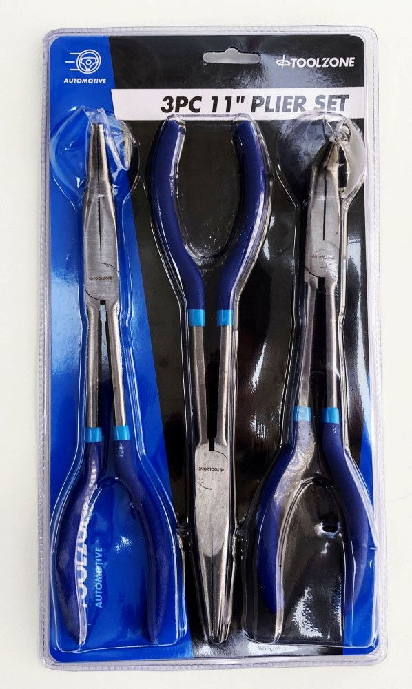 Toolzone Long Nose Pliers Set 3pc 11 Straight 45° 90° - Toolzone Kdppl270