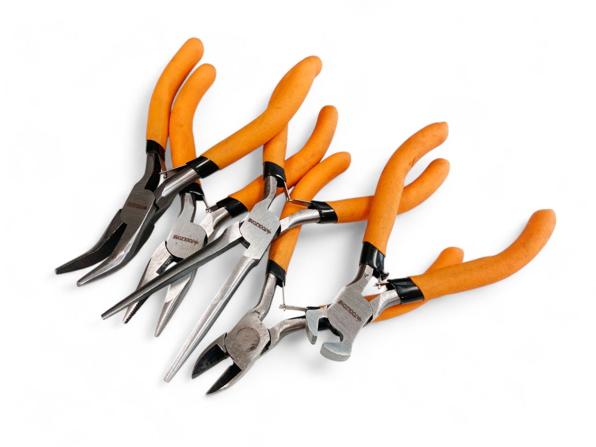 Toolzone Mini Plier Set 5pc Double Dipped Handle Orange - Toolzone Kdppl299
