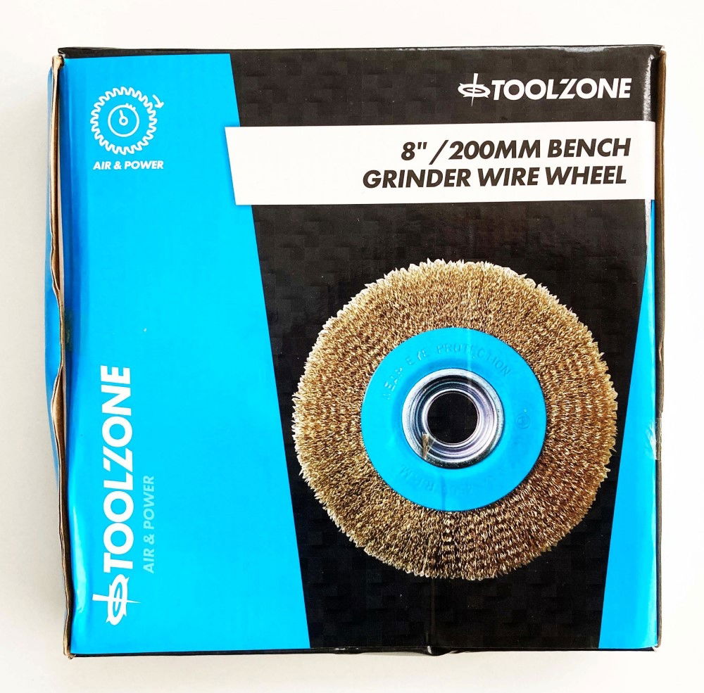 Toolzone Wire Wheel 8 for Bench Grinder 32mm Hole with Bore Adaptors - Toolzone Kdppw009