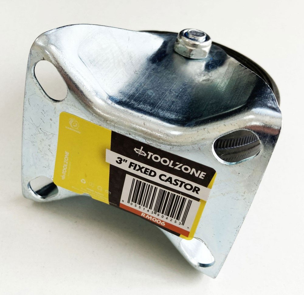 Toolzone Castor Fixed 3 75mm Rubber Wheel Steel Plate 50kg - Toolzone Kdprm006