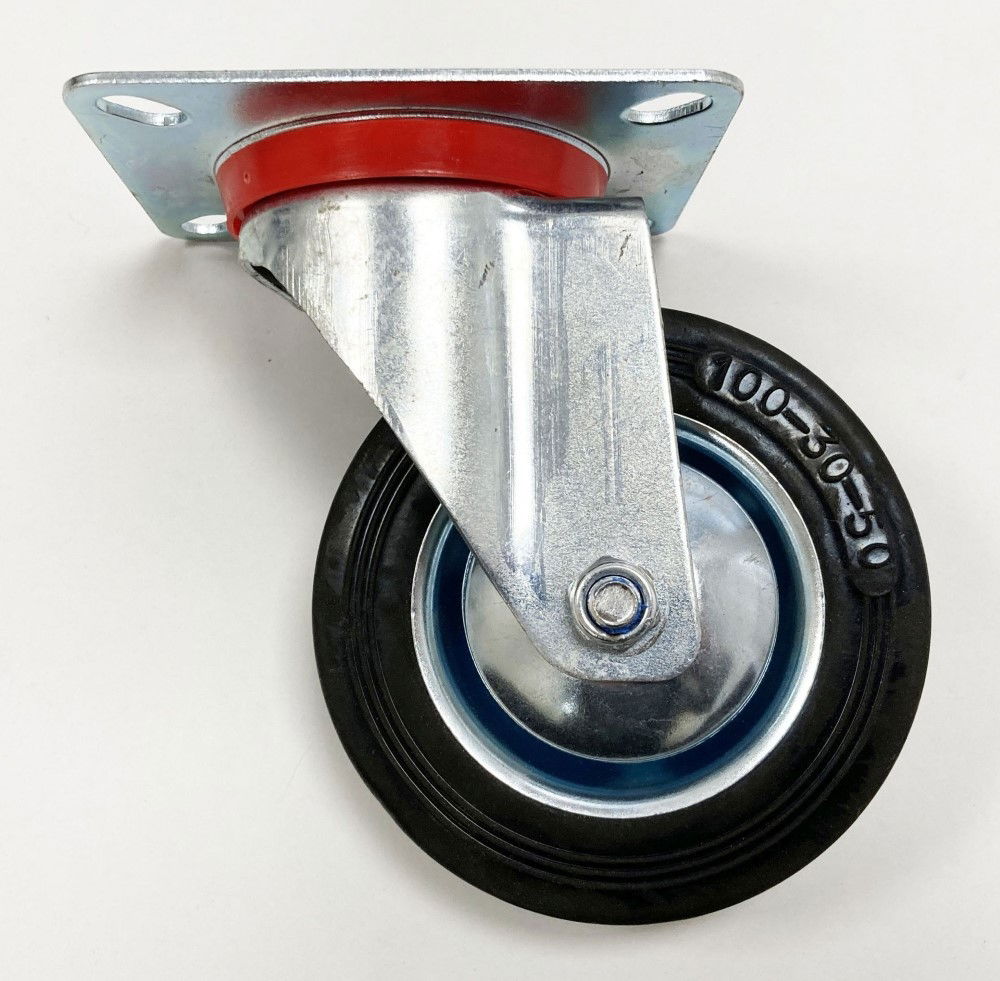 Toolzone Castor Swivel 4 100mm Rubber Wheel Steel Plate 70kg - Toolzone Kdprm009