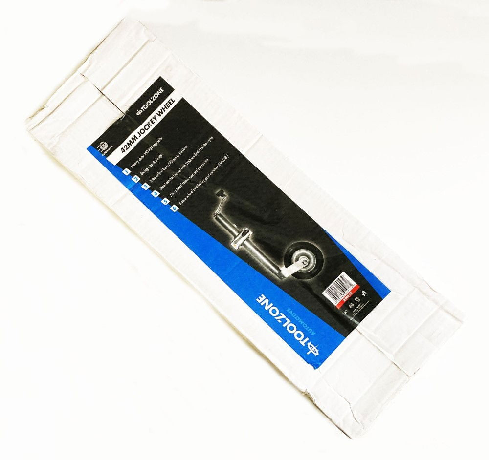 Toolzone Trailer Jockey Wheel 42mm 200mm Rubber Tyre Swing Back 350lb - Toolzone Kdprm016