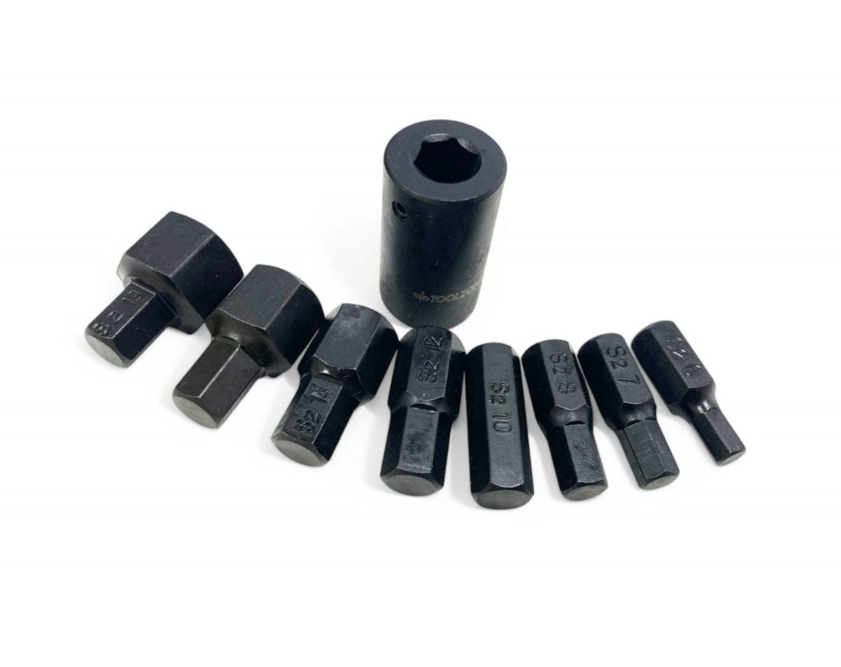 Toolzone Impact Hex Bit Set 9pc H6-h19 1/2 Drive - Toolzone Kdpsd066