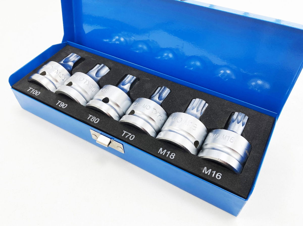 Toolzone Spline and Star Bit Set 6pc 3/4 Drive T70-t100 M16 M18 - Toolzone Kdpsd069