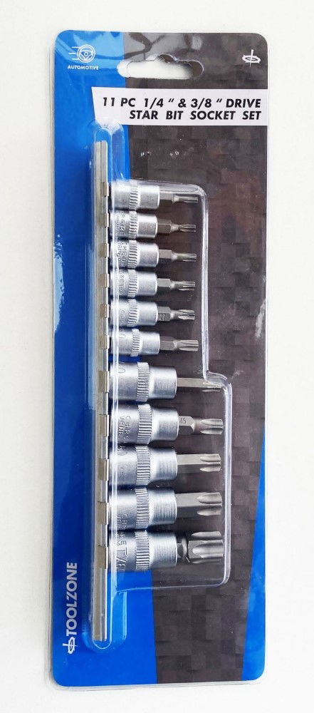 Toolzone Star Bit Socket Set 11pc T10-t60 on Rail - Toolzone Kdpsd078