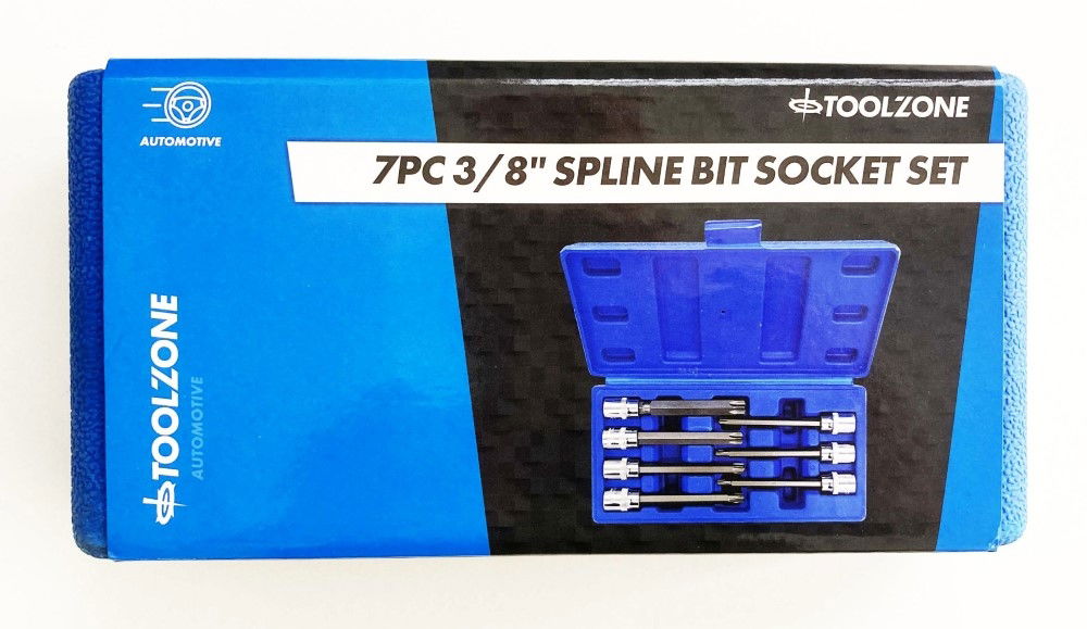 Toolzone Spline Socket Set 7pc 3/8 Drive 110mm M4-m10 - Toolzone Kdpsd080