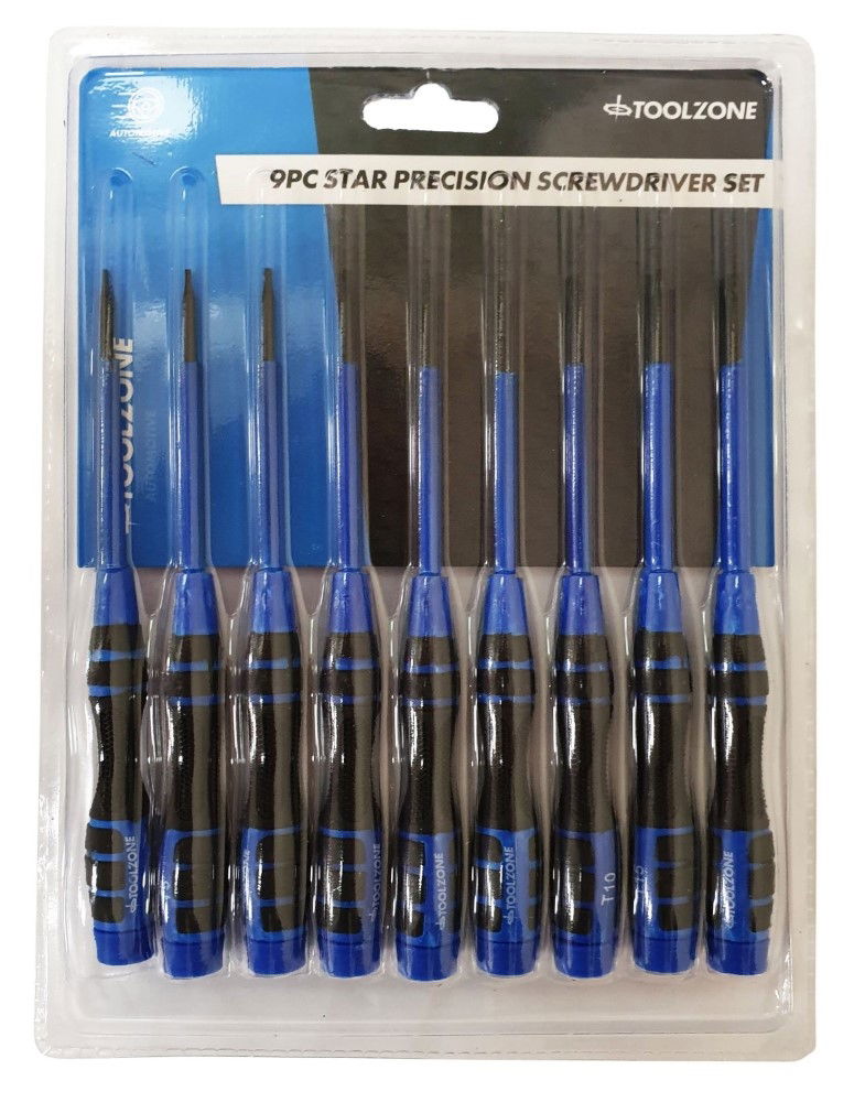 Toolzone Precision Star Screwdriver Set 9pc T4-t20 Soft Grip - Toolzone Kdpsd084