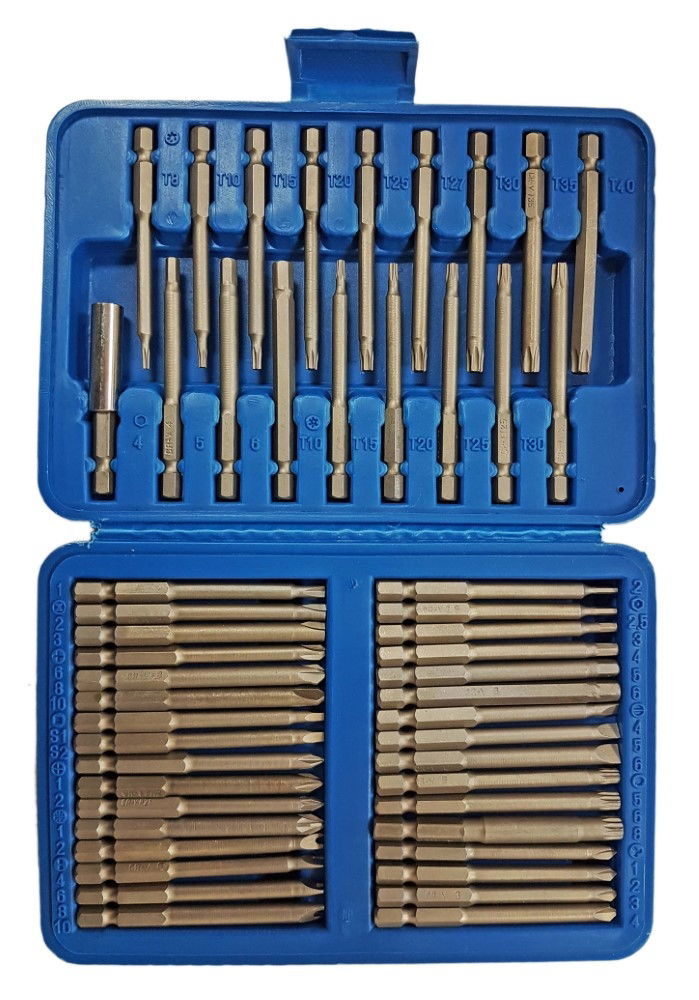 Toolzone Security Bit Set 50pc Extra Long with Magnetic Holder - Toolzone Kdpsd088