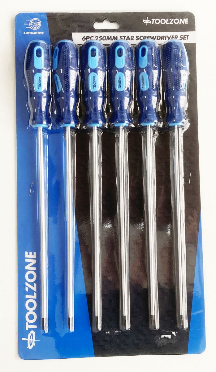 Toolzone Star Screwdriver Set 6pc 250mm T10-t30 - Toolzone Kdpsd089