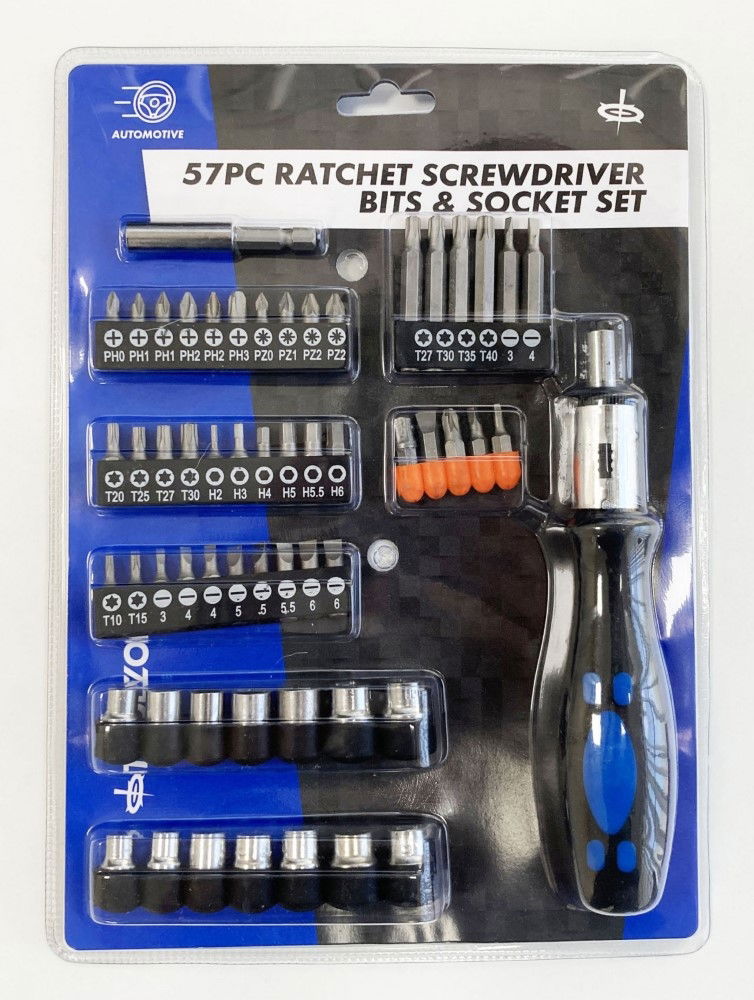 Toolzone Ratchet Screwdriver and Socket Set 57pc - Toolzone Kdpsd102