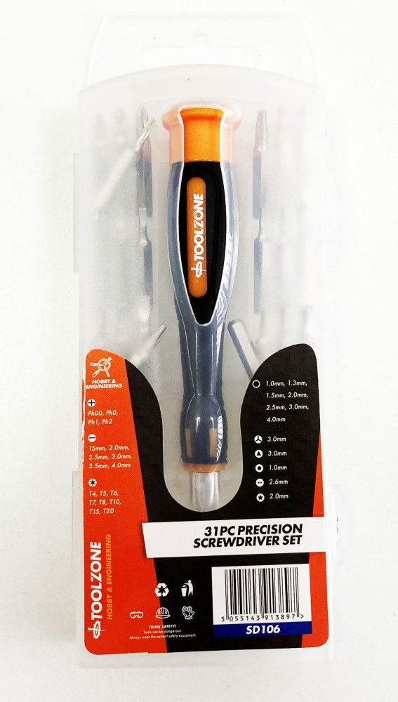 Toolzone Precision Screwdriver Set 31pc in Case 5/32 Shank - Toolzone Kdpsd106