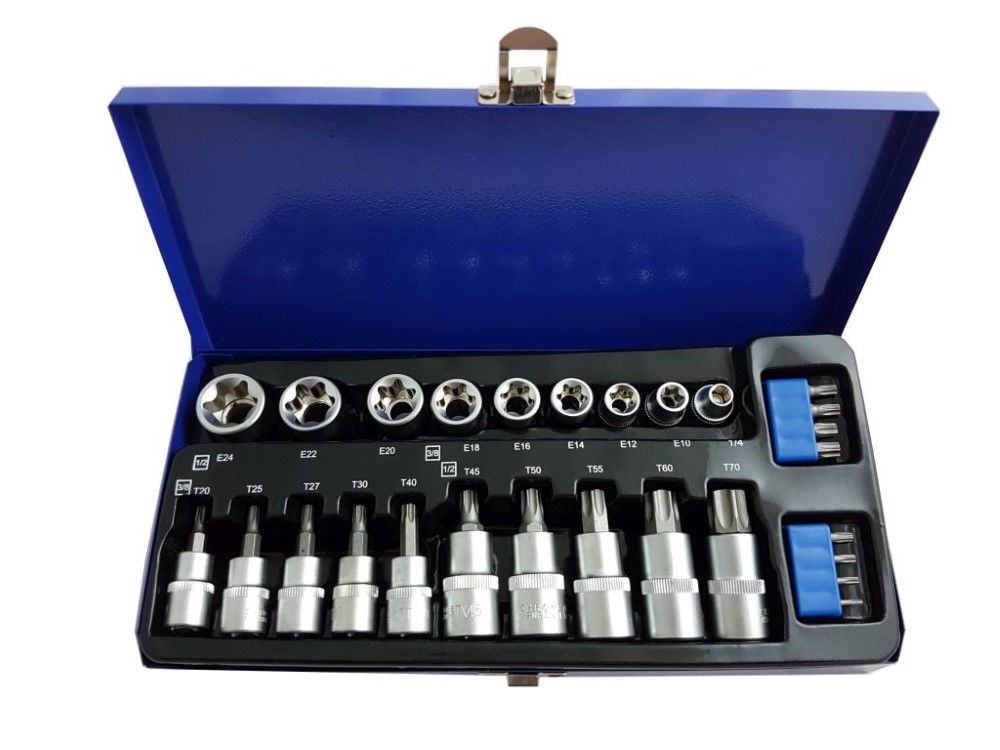 Toolzone Star Bits and E Socket Set 27pc 3/8 1/2 - Toolzone Kdpsd128
