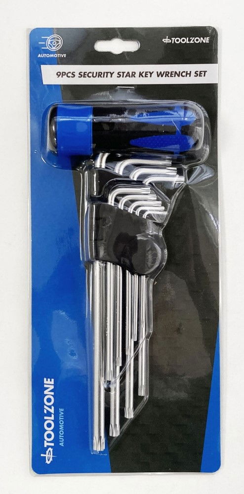 Toolzone Security Star Key Set 9pc with Handle T10-t50 - Toolzone Kdpsd139