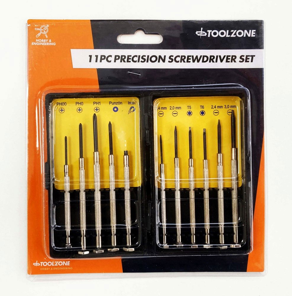 Toolzone Precision Screwdriver Set 11pc Phillips 00-1 Slot 1-3mm - Toolzone Kdpsd211
