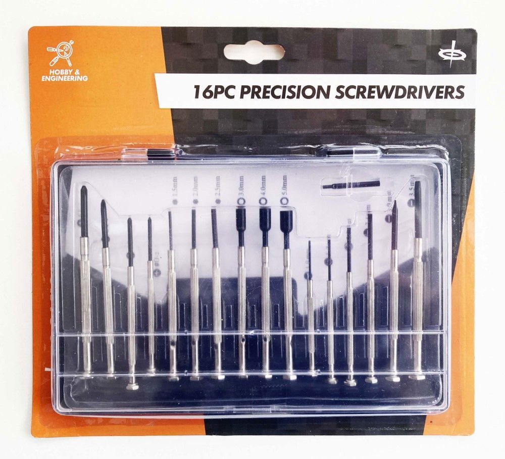 Toolzone Precision Screwdriver Set 16pc Phillips 00-2 Slot 1-3.5mm Hex 1.5-2.5 Star 3-5 - Toolzone Kdpsd212