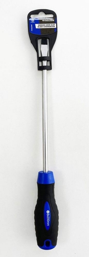 Toolzone Slot Blade Screwdriver 200mm X 8mm - Toolzone Kdpsd249