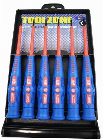 Toolzone Precision Vde Tamper Star Screwdriver Set 6pc T5-t10 - Toolzone Kdpsd274
