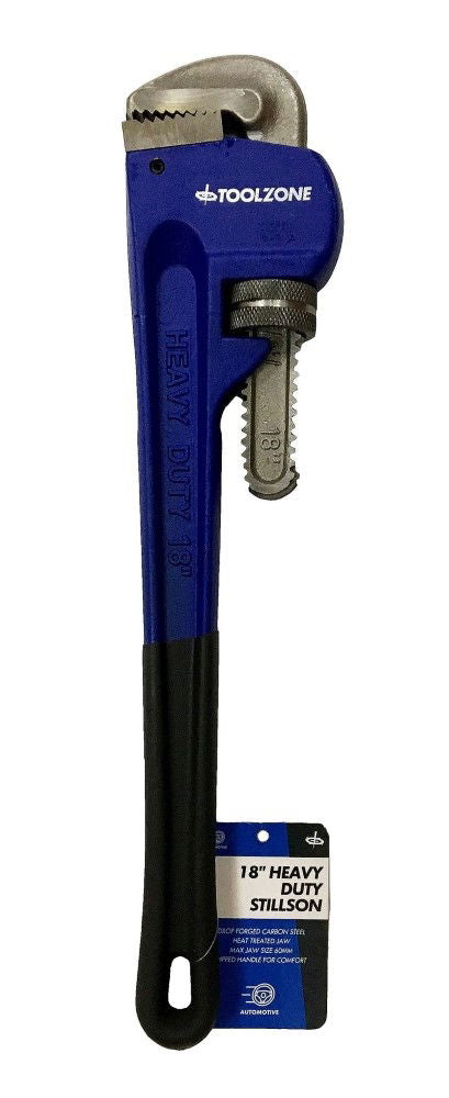 Toolzone Stillson Wrench 18 Max Jaw 83mm Drop Forged Foam Dipped Handle - Toolzone Kdpsp068