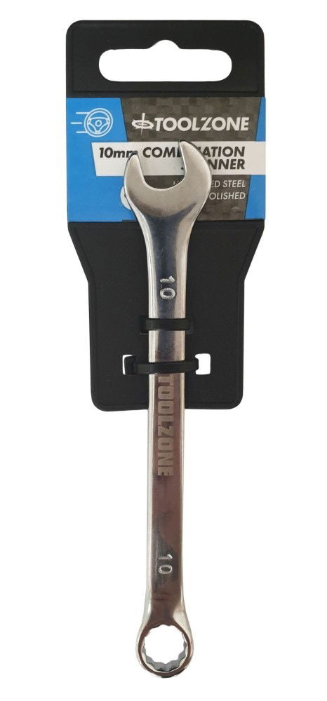 Toolzone Combination Spanner 10mm Polished Chrome Vanadium - Toolzone Kdpsp113