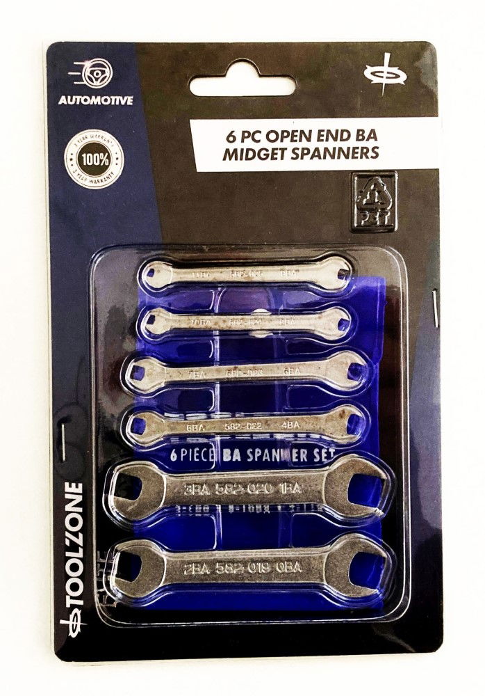 Toolzone Open Ended Midget Spanner Set 6pc Ba Double Ended Satin Finish - Toolzone Kdpsp146