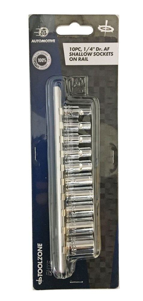Toolzone Socket Set 1/4 Drive Shallow Af 10pc 5/32-1/2 Crv Polished - Toolzone Kdpss034