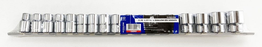 Toolzone Socket Set 1/2 Drive Shallow Crv 17 Pieces 10-24mm 27mm 30mm Bi Hex - Toolzone Kdpss095