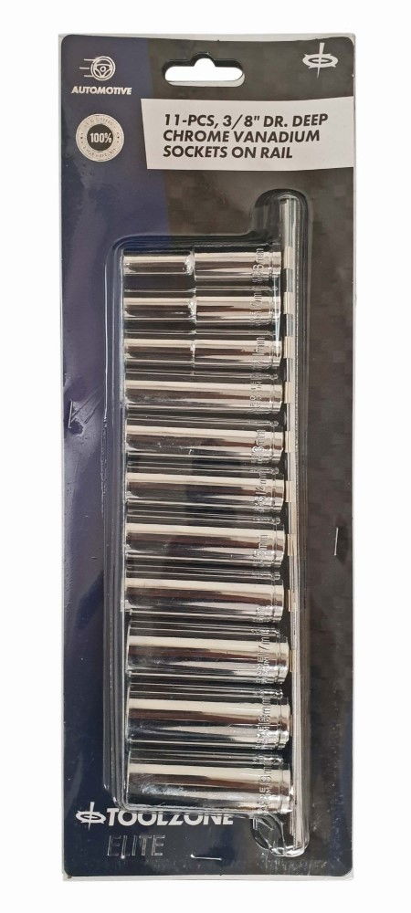 Toolzone Socket Set 3/8 Drive Deep Crv 11 Pieces 8-19mm Single Hex - Toolzone Kdpss097
