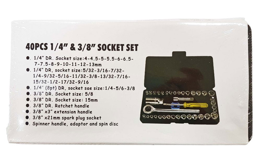 Toolzone Socket Set 1/4 & 3/8 Drive Basic 40 Pieces Metric & Af - Toolzone Kdpss101