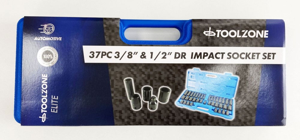 Toolzone Impact Socket Set 3/8 & 1/2 Drive 38 Pieces 8-24mm - Toolzone Kdpss128