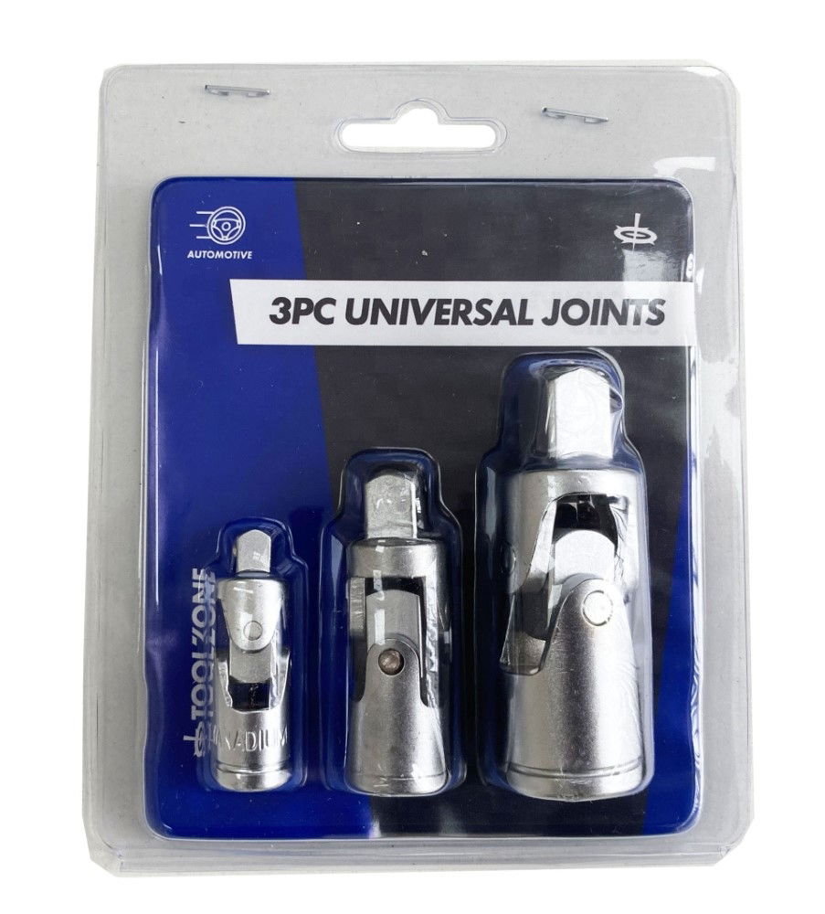 Toolzone Universal Joint Set 3 Pieces 1/4 3/8 1/2 Drive Crv - Toolzone Kdpss172