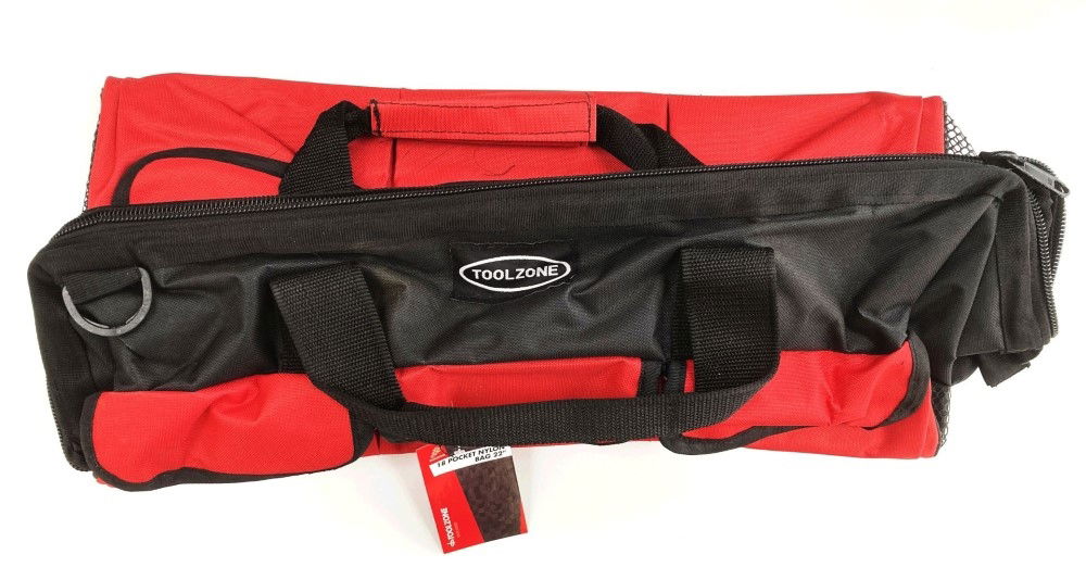 Toolzone Tool Bag 22 18 Pockets Hard Base Nylon with Shoulder Strap - Toolzone Kdptb016