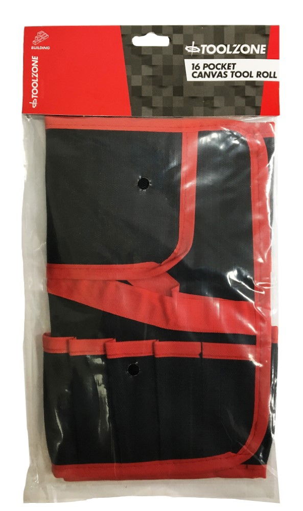 Toolzone Tool Roll 16 Pocket Canvas 525x285mm - Toolzone Kdptb030