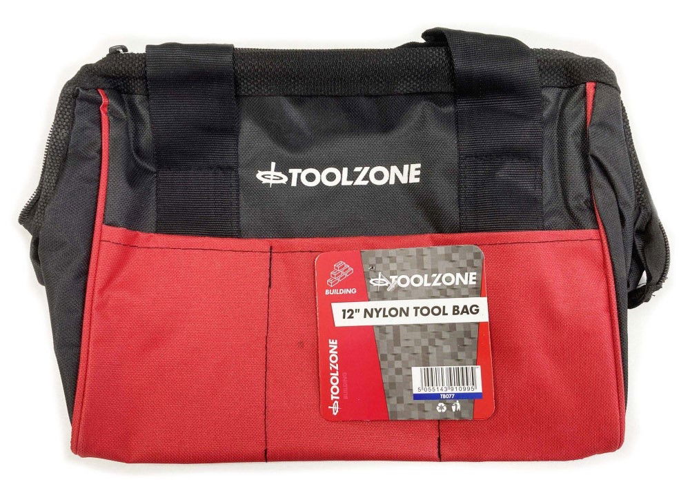 Toolzone Toolbag Wide Opening 12 Heavy Duty Nylon with Wire Frame - Toolzone Kdptb077
