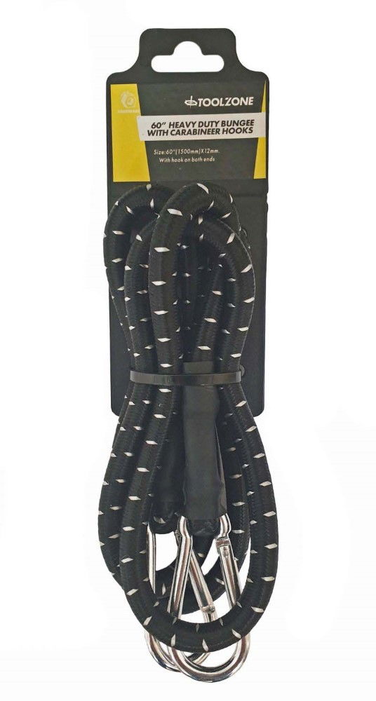 Toolzone Heavy Duty Bungee 60 12mm with Carabiner Clips - Toolzone Kdptd045