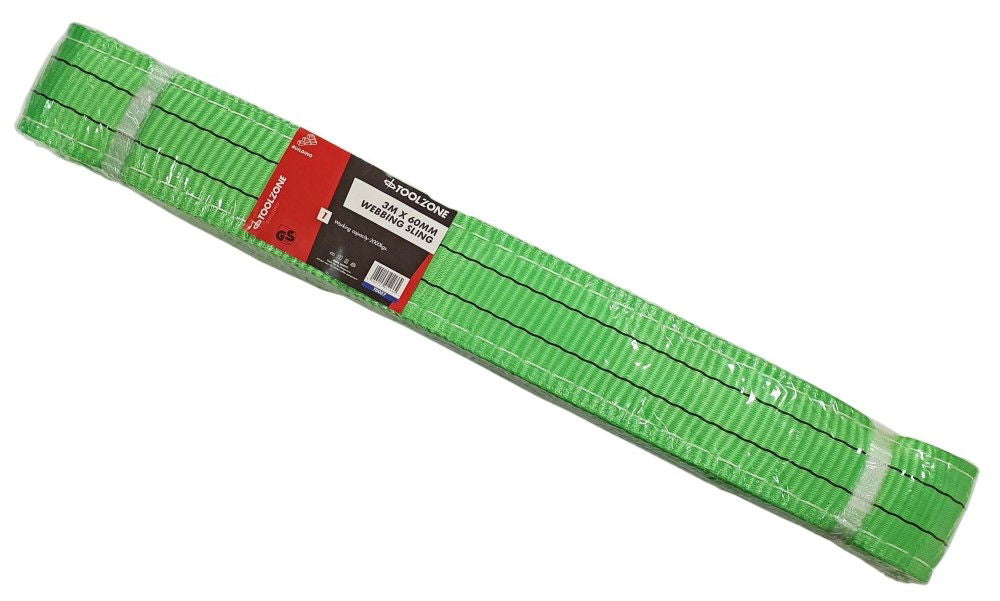Toolzone Webbing Sling 3m X 60mm 2000kg Capacity - Toolzone Kdptd057