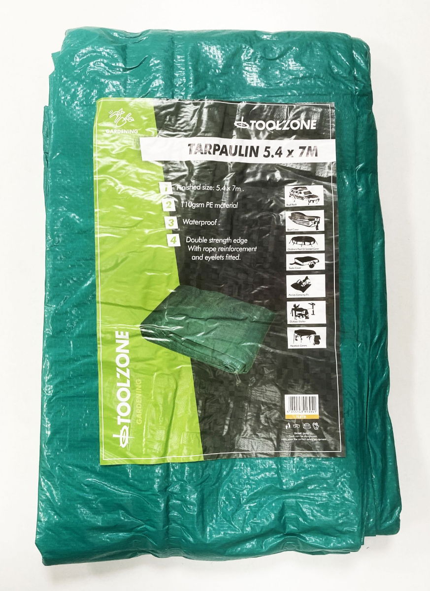 Toolzone Tarpaulin 5.4m X 7m Polyethylene with Eyelets - Toolzone Kdptl010