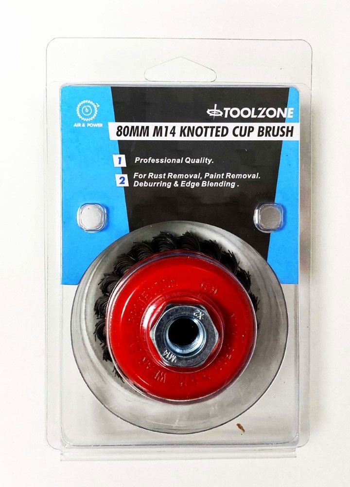 Toolzone Knot Cup Brush Professional M14 80mm Outside Diameter - Toolzone Kdpwb004