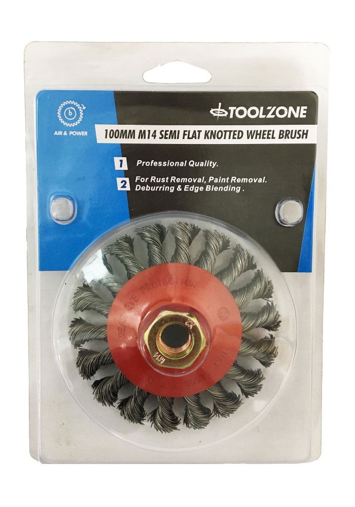 Toolzone Semi Flat Wire Wheel Professional M14 100mm - Toolzone Kdpwb006