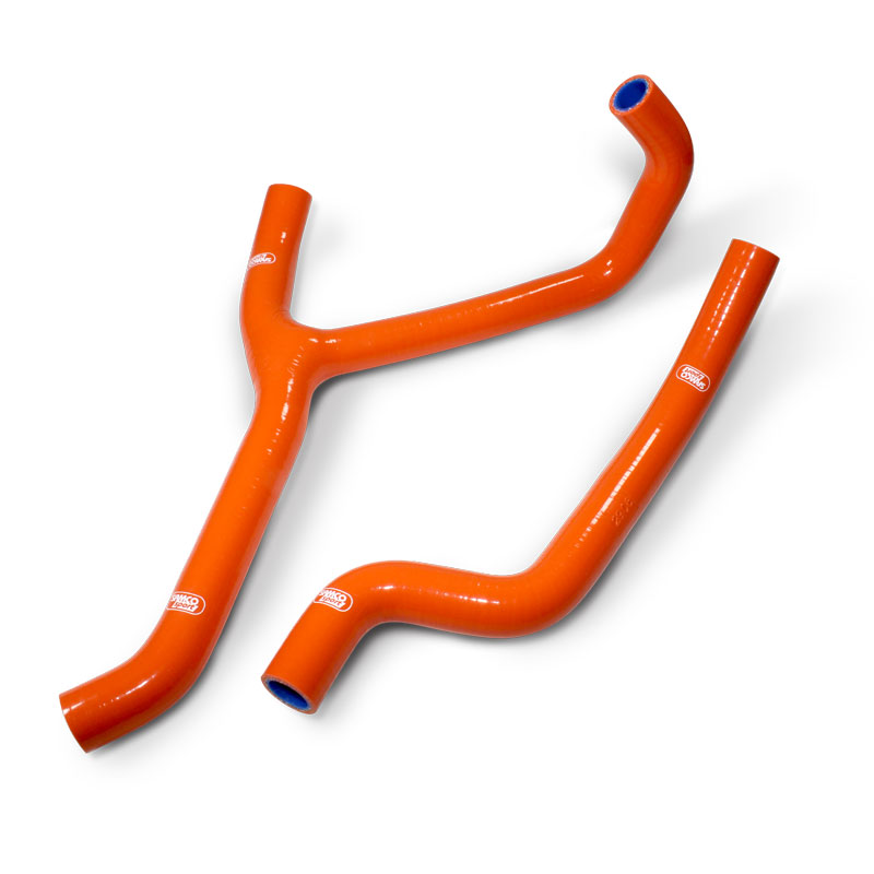 Samco Sport Coolant Hose 2 Piece Kit Orange 08-13 KTM 450 525 XC Thermostat Bypass Samco KTM-24-or