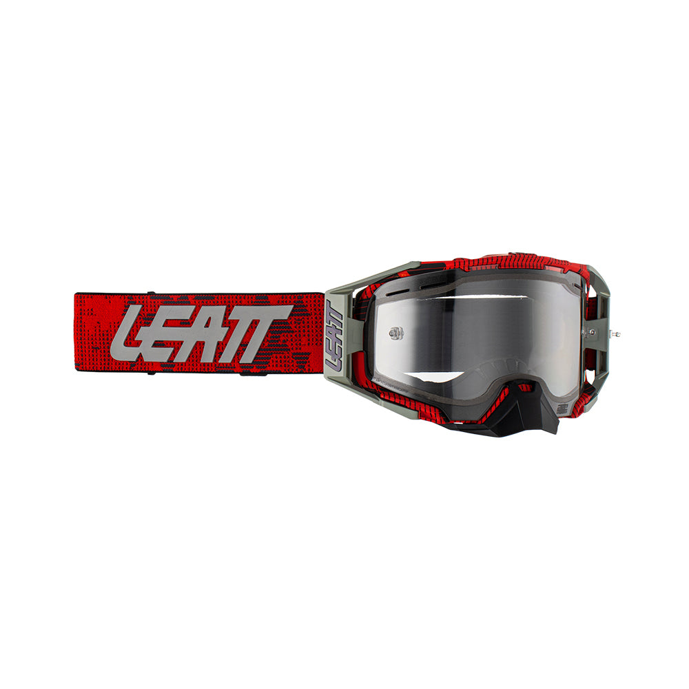 LEATT GOGGLE VELOCITY 6.5 ENDURO JW22 RED - CLEAR LENS  RED