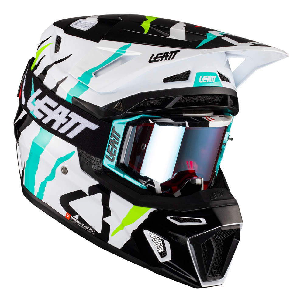 LEATT HELMET MOTO 8.5 V23 TIGER INCLUDES 5.5 GOGGLE + HELMET BAG  WHITE  M