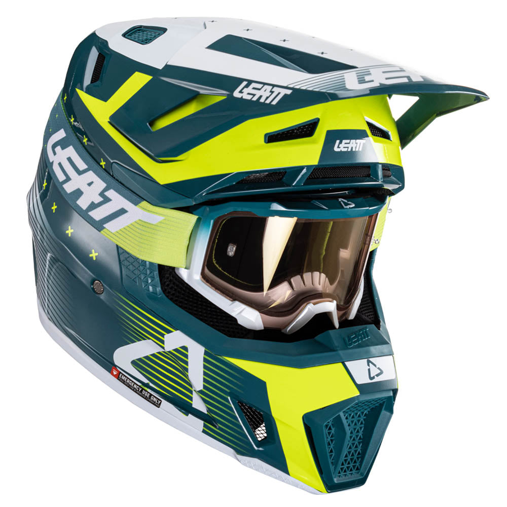 LEATT HELMET MOTO 7.5 V24 ACID FUEL INCLUDES 4.5 GOGGLE  GREEN  XS