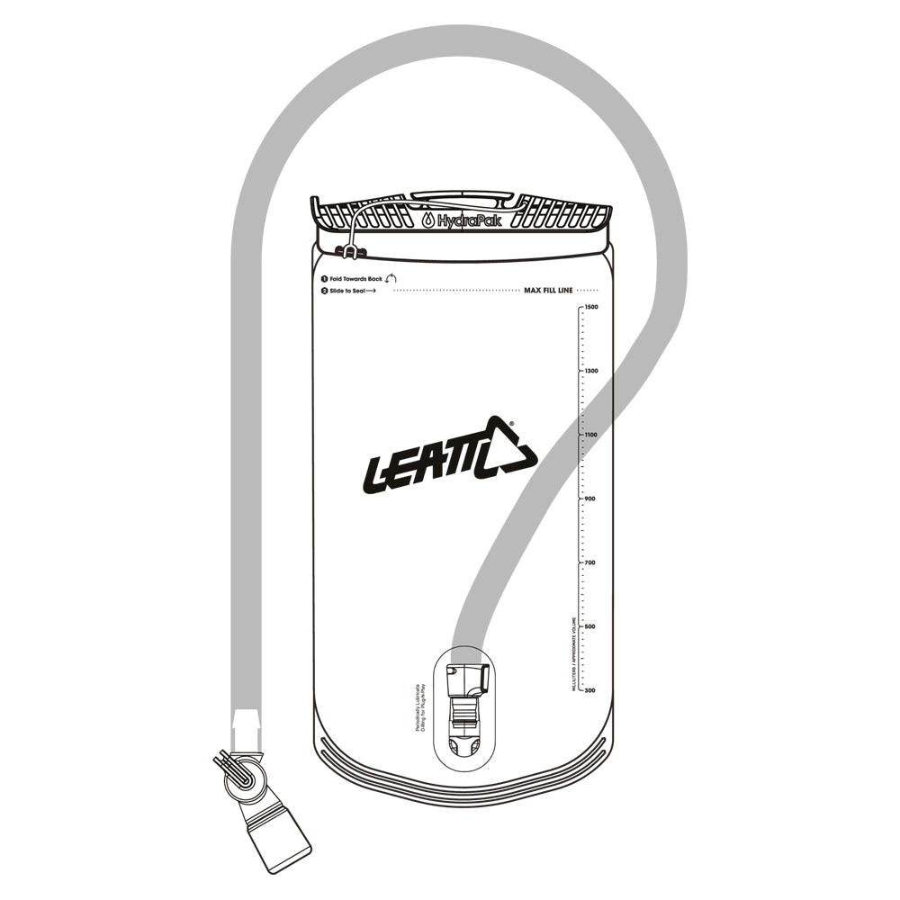Leatt Hydration Bladder 1.5l Vertical Bag With Tube And Bite Valve For Adventure Jacket