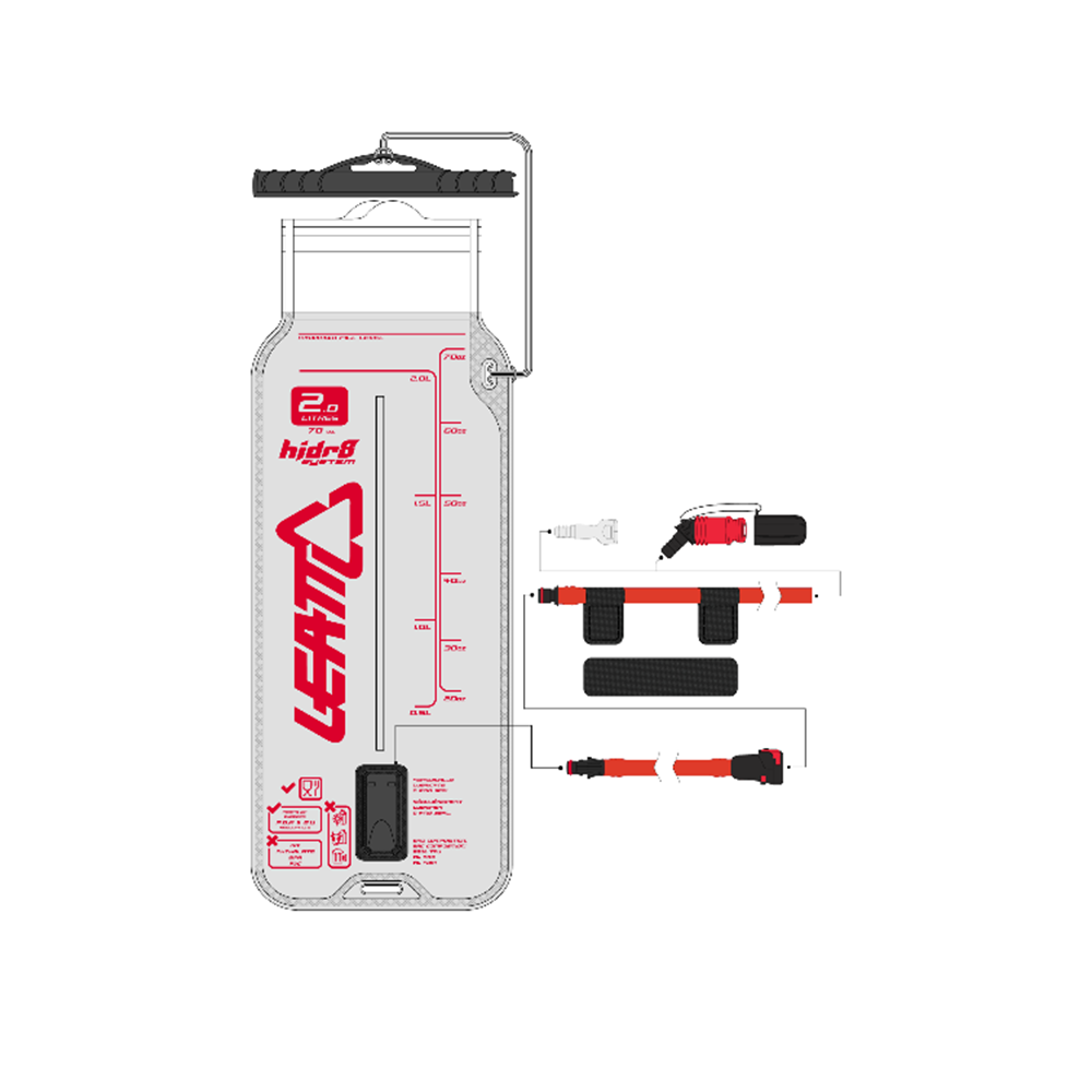 LEATT HYDRATION BLADDER FLAT CLEAN TECH 2L (70oz) WITH TUBE AND BITE VALVE