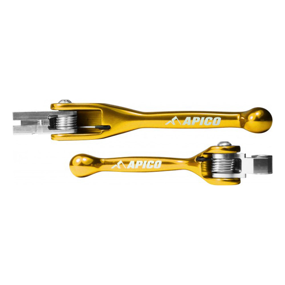 Apico Flexi Lever (Pair) Kaw/Suz KX65/85/100 02-24, KX125-250 00-08, RM-Z250 07-24, RM-Z450 05-24 Yellow