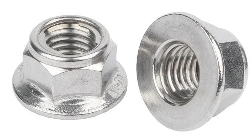 Dirt Racing M6 X 1.00mm Flange Lock Nut Stainless Steel S304 Pack of 10