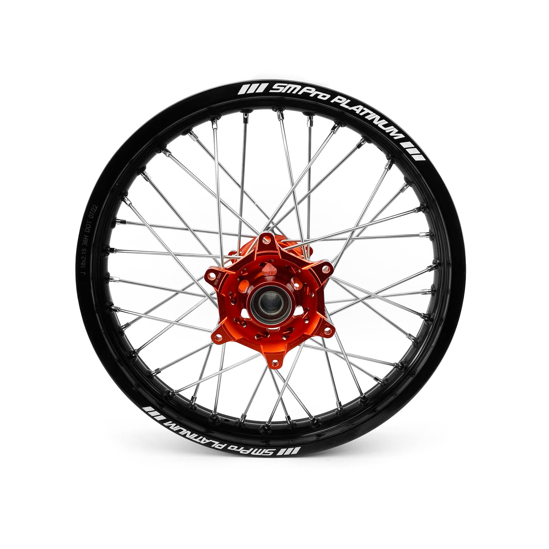 SM Pro 18x2.15 Wheel KTM Blk/orange, MX-5031 Black Rim, Orange Hub, SP052.06.84.01.99 Gloss Rim